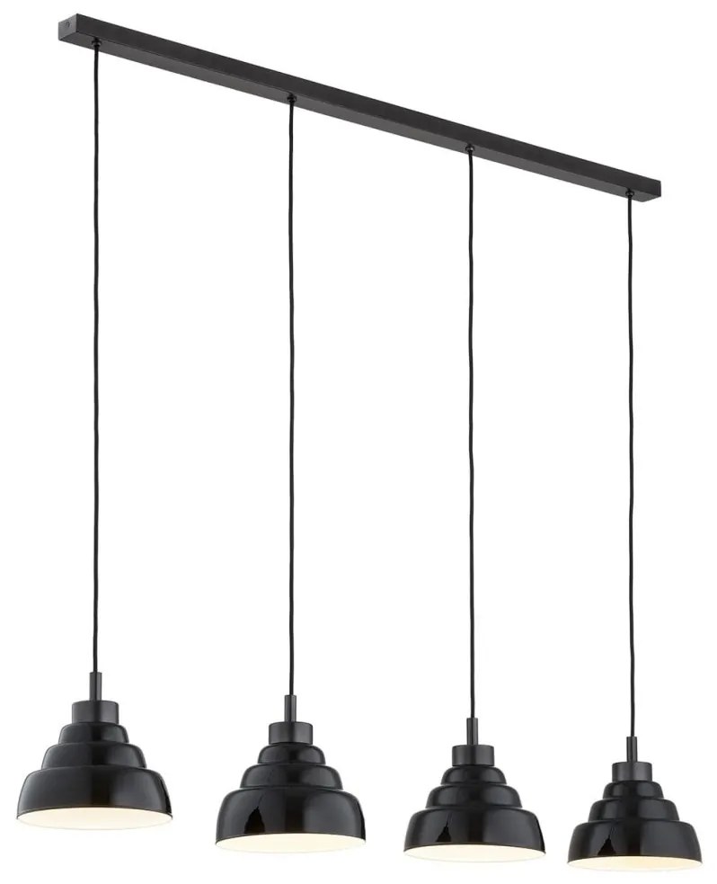 Lustra cu 4 pendule suspendate din Sticla, Negru, VENTURA