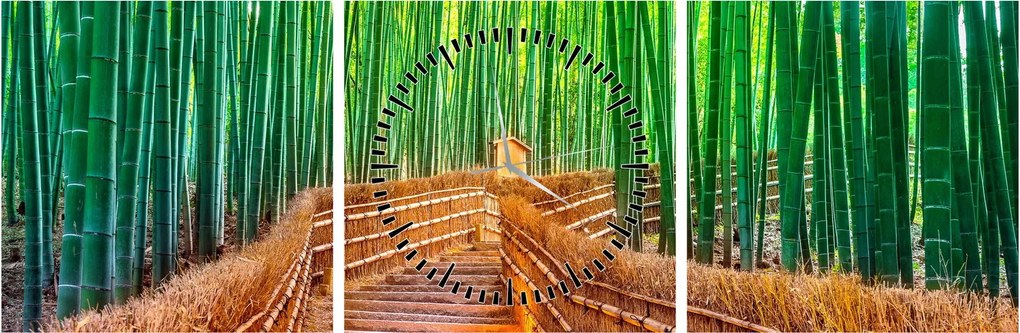 Tablou - Pădure de bambus japoneză (cu ceas) (90x30 cm)