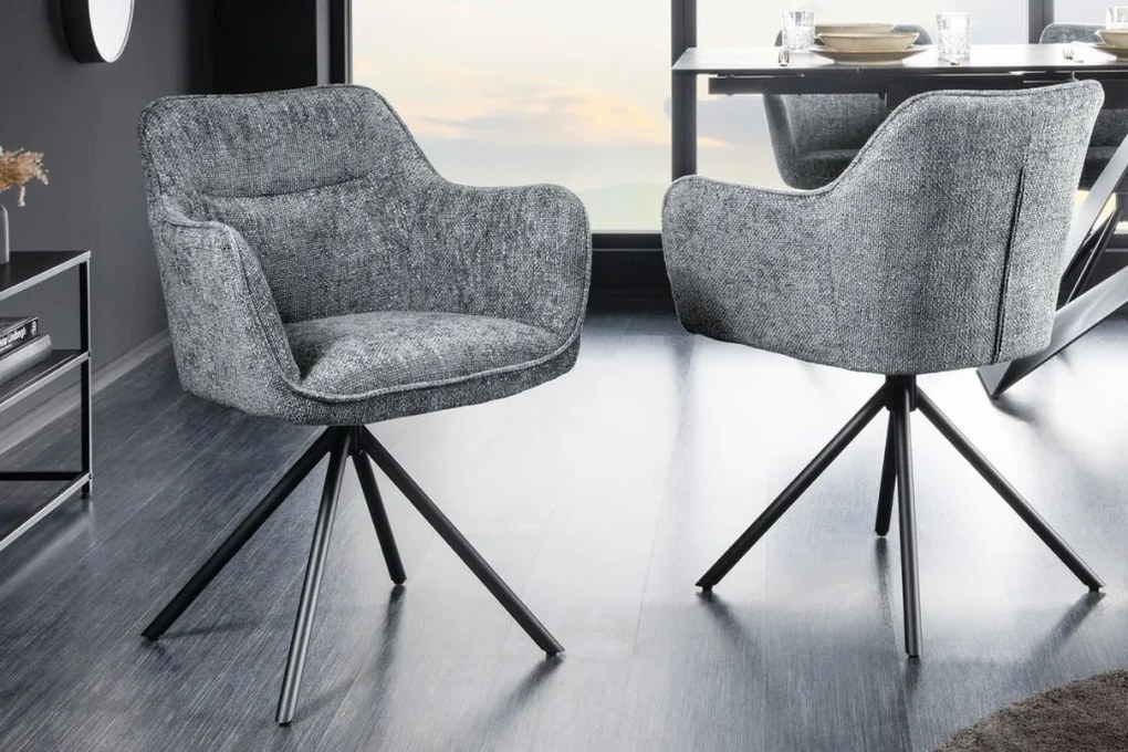 Set de 2 scaune pivotante Verona, gri inchis