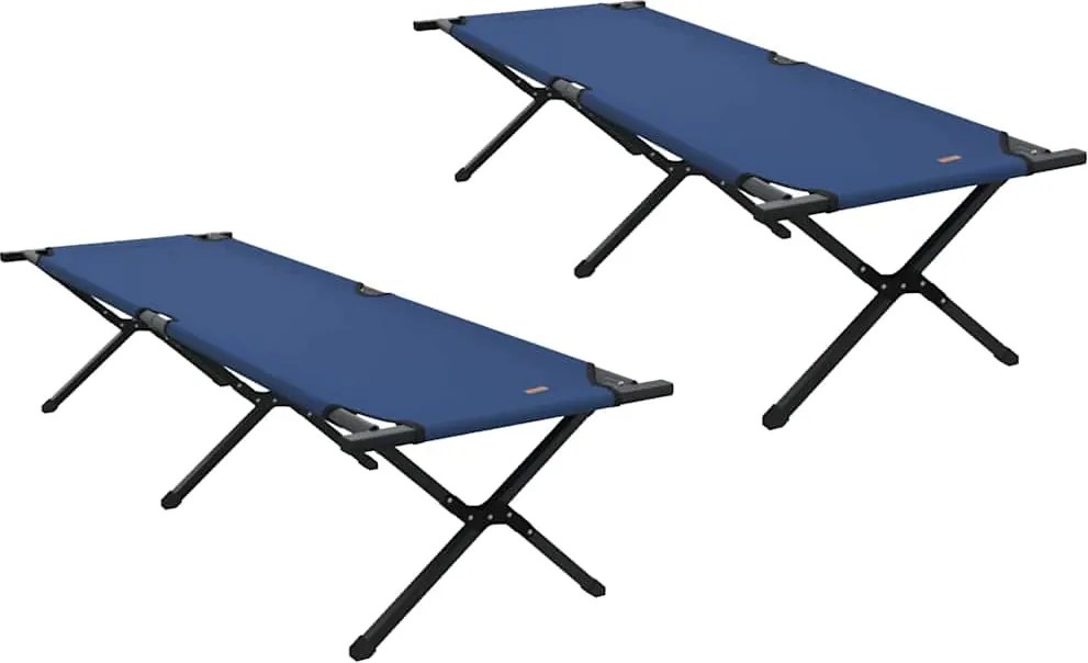 vidaXL Pat pliabil pentru camping 2 pcs albastru 193 x 69 x 45 cm