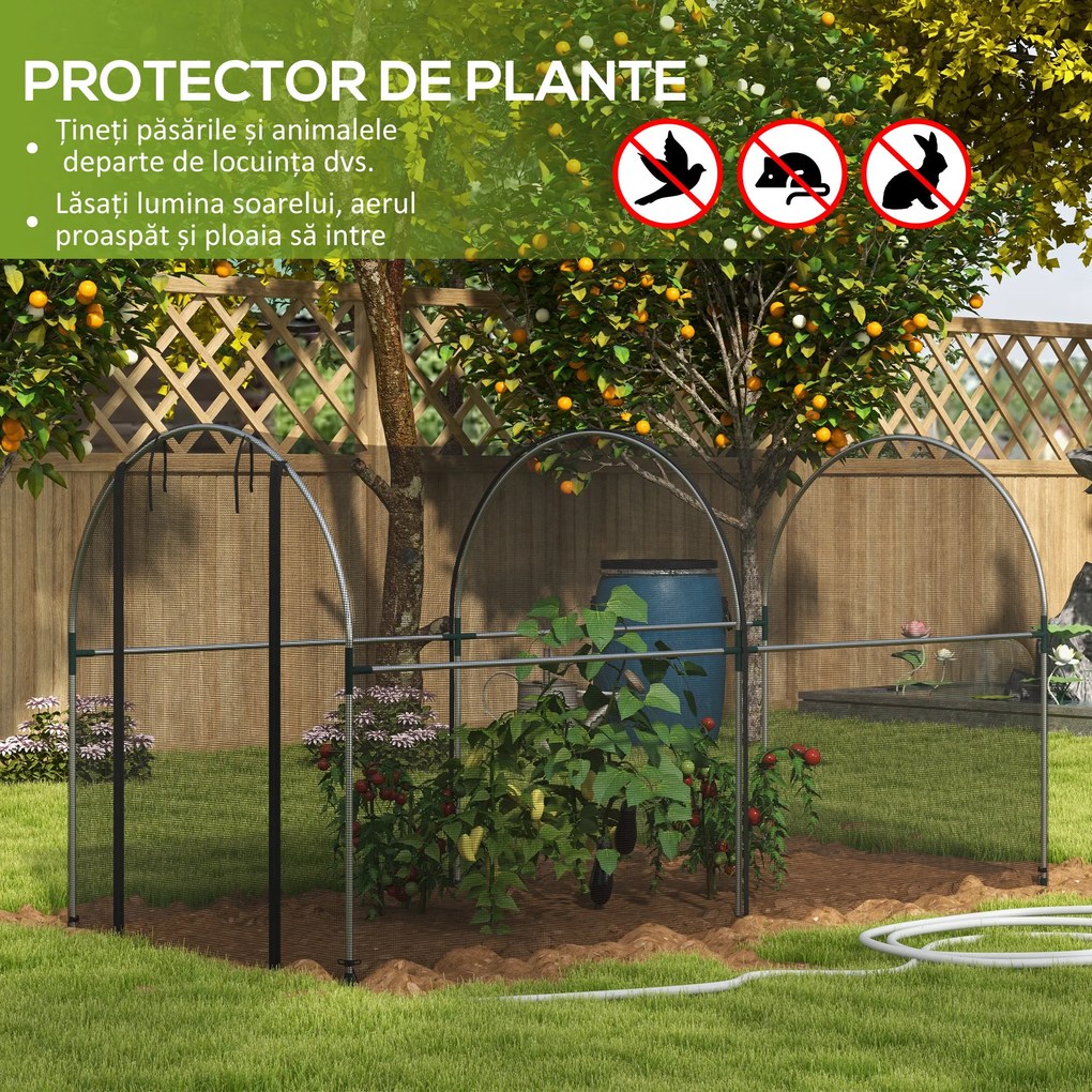 Outsunny Cort de Protecție pentru Plante, Cuscă de Cultură cu Ușă cu Fermoar pentru Gradină, Curte, Gazon, 1.2x3x1.5m | Aosom Romania