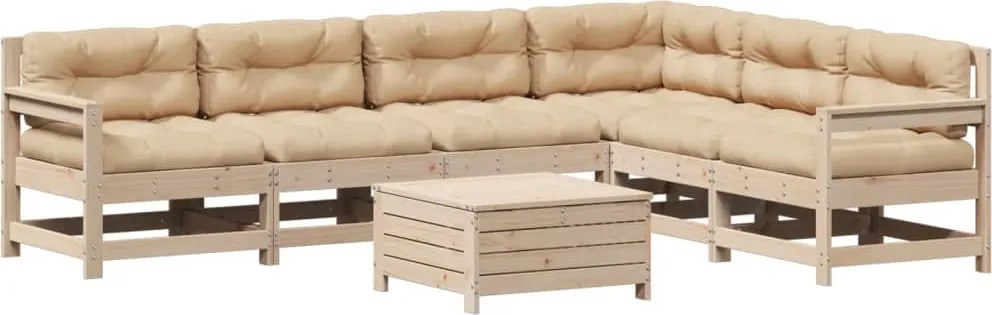 vidaXL Set mobilier de grădină cu perne, 7 piese, lemn masiv de pin