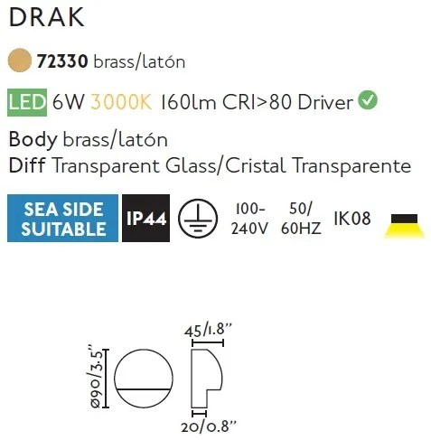 Aplica LED de exterior decorativa IP44 DRAK alama