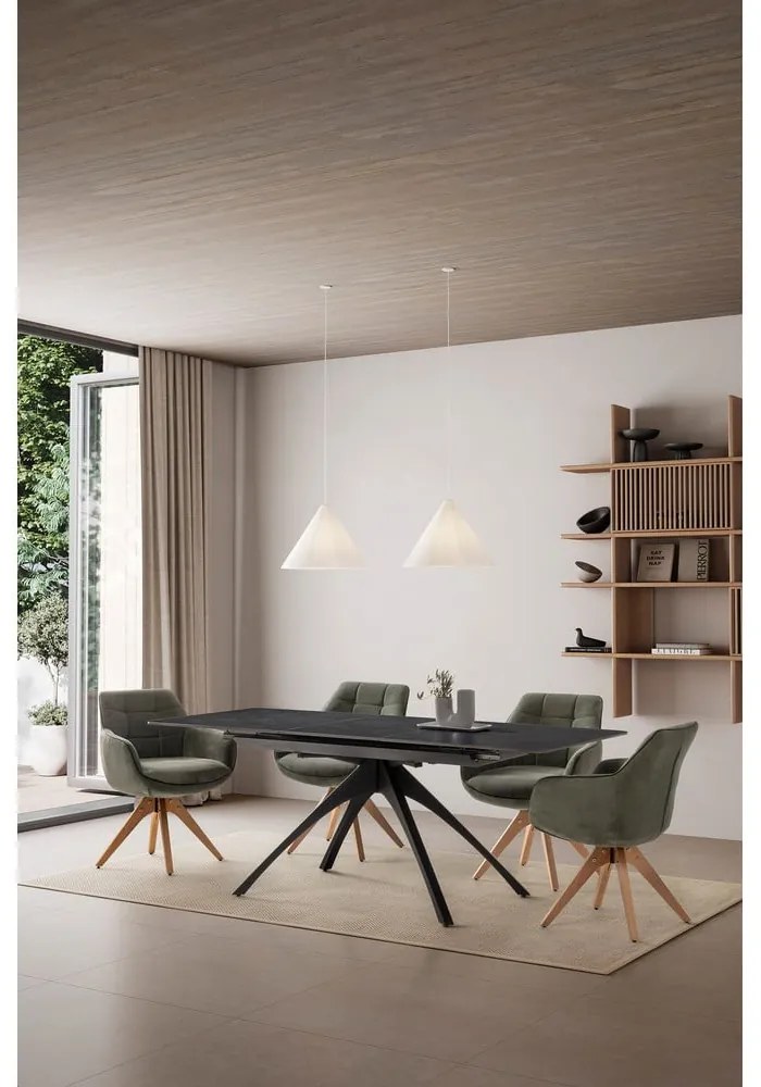 Set de scaune de sufragerie verde cu cotiere 2 buc. tapițat Donatelo – Marckeric