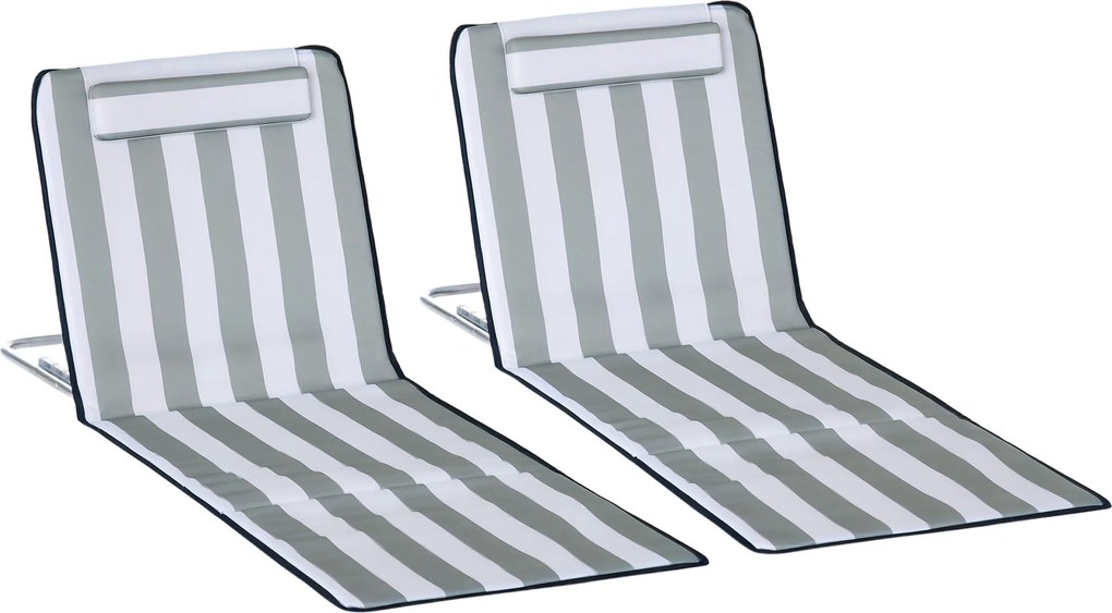 Outsunny Șezlong pliabil pentru soare, șezlong de grădină cu pernă, fotoliu reclinabil cu spătar reglabil în 5 poziții, geantă de transport, Gri deschis | Aosom Romania