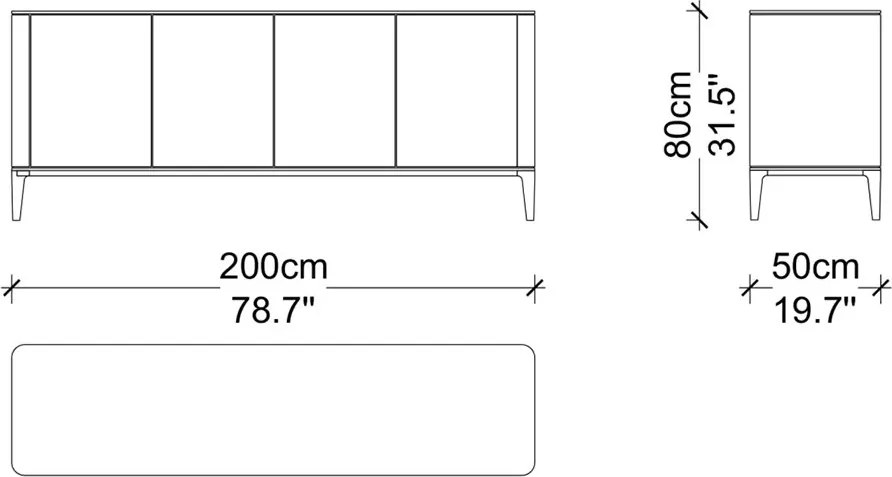 Comodă lemn masiv Sophia 200/220/240 cm - 240 cm