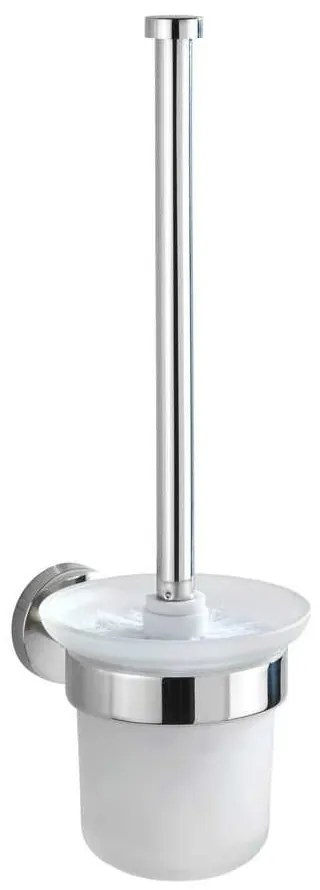 Perie de WC argintiu-lucios de montat pe perete din sticlă Bosio – Wenko