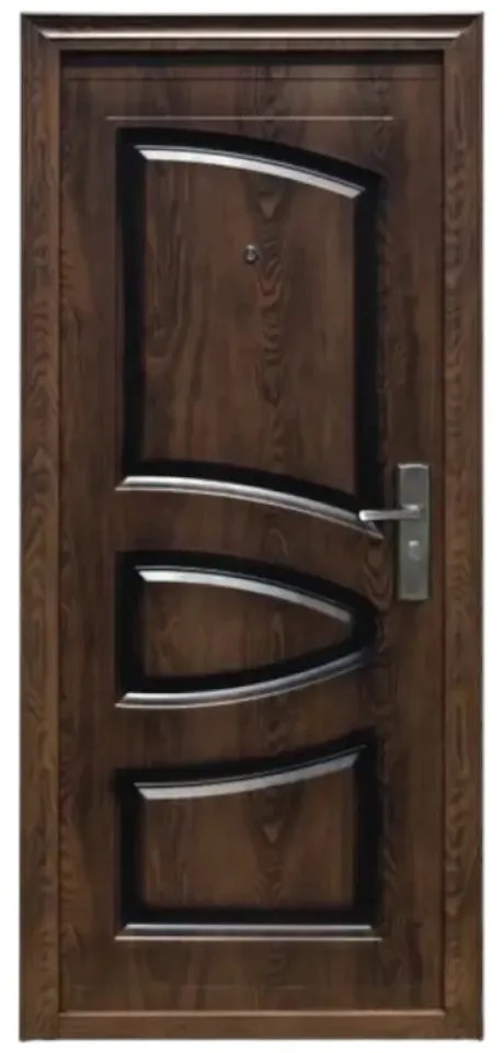 Usa metalica de exterior cu izolatie si vizor Novo Doors ND6002 ,deschidere stanga dreapta, 1 yala, dimensiuni multiple,tabla 0.5 mm, balamale si