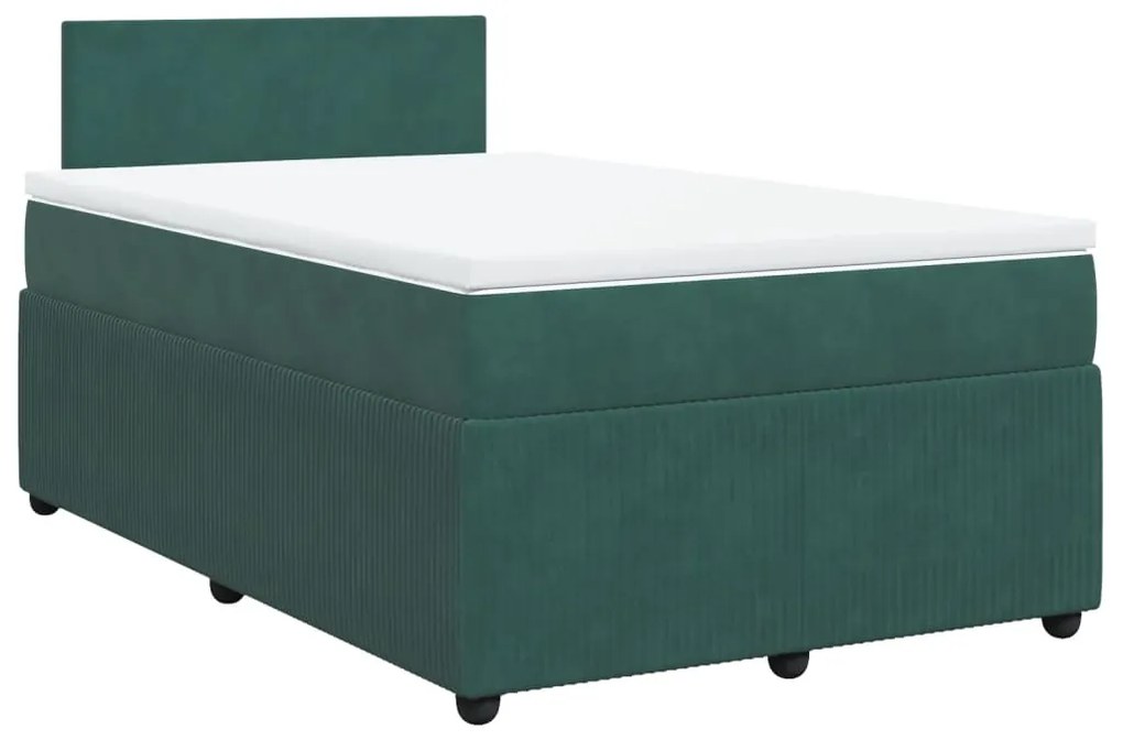 3287683 vidaXL Pat box spring cu saltea, verde închis, 120x190 cm, catifea