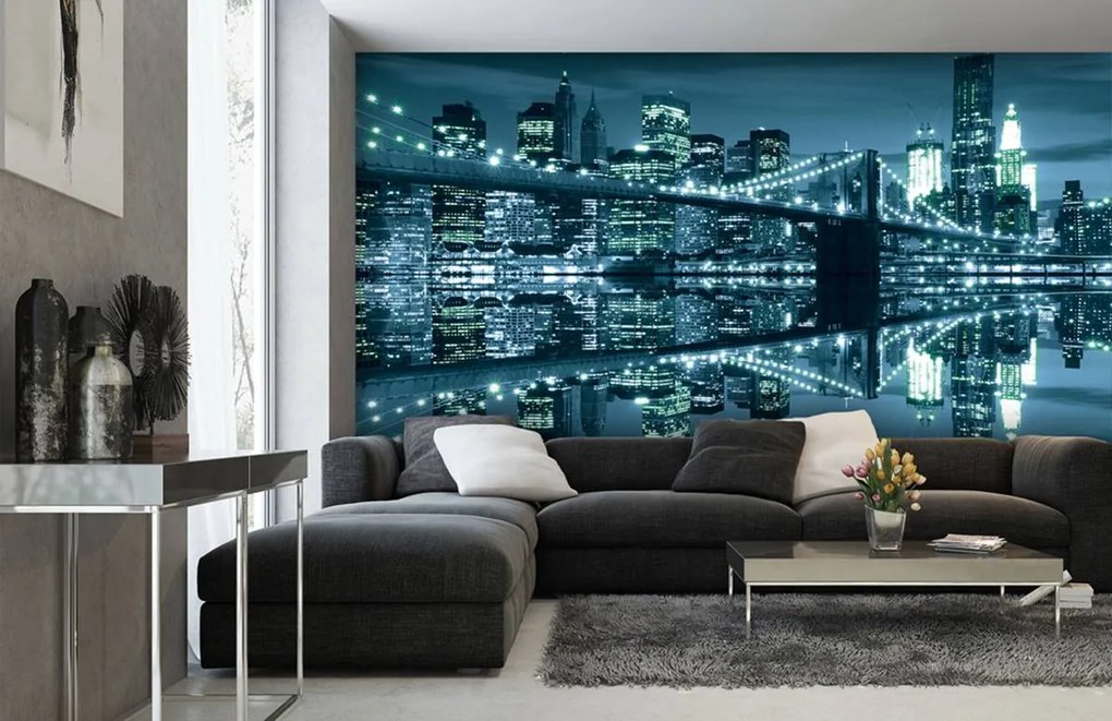 Fototapet - New York și podul Brooklyn (254x184 cm)