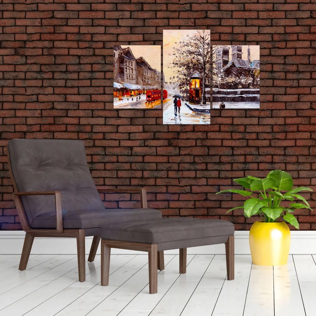 Tablou - Pictură oraș iarna (90x60 cm)