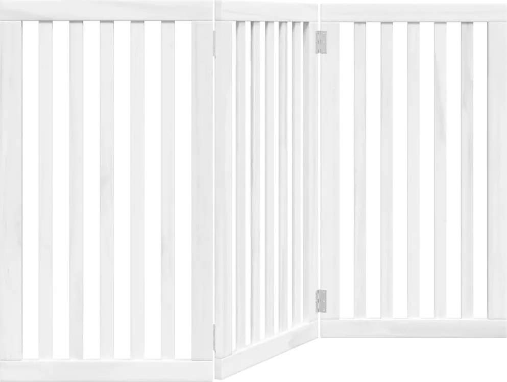 vidaXL Poartă pentru câini pliabilă, 3 panouri, alb, 150 cm, lemn plop