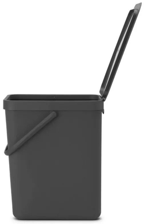 Cos de gunoi colectare selectiva Brabantia Sort&Go 1003237, 25 L, Maner, Montabil pe perete, Gri inchis