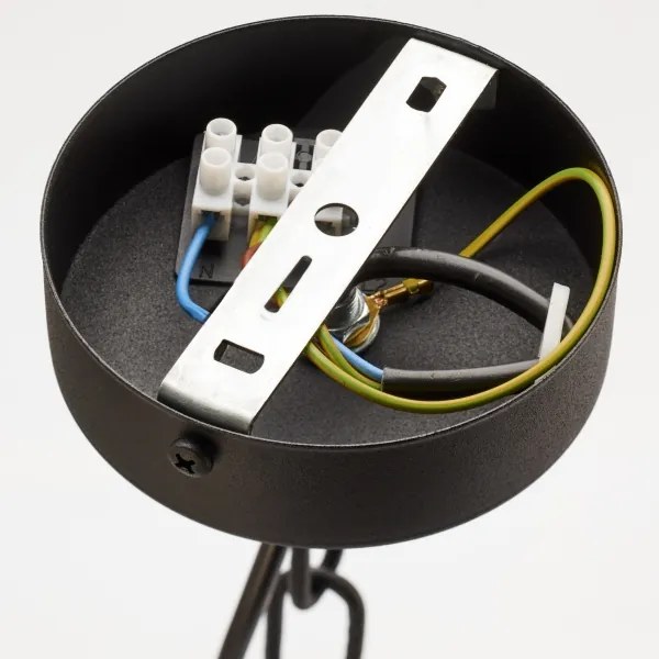 Jupiter 2108- Candelabru pe lanț ARTHUR 6xE27/15W/230V negru/portocaliu/decor marmură