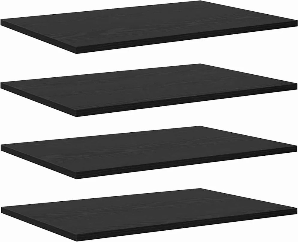 vidaXL Raft pentru cărți 4 pcs Negru 60 x 40 x 1,5 cm Lemn compozit