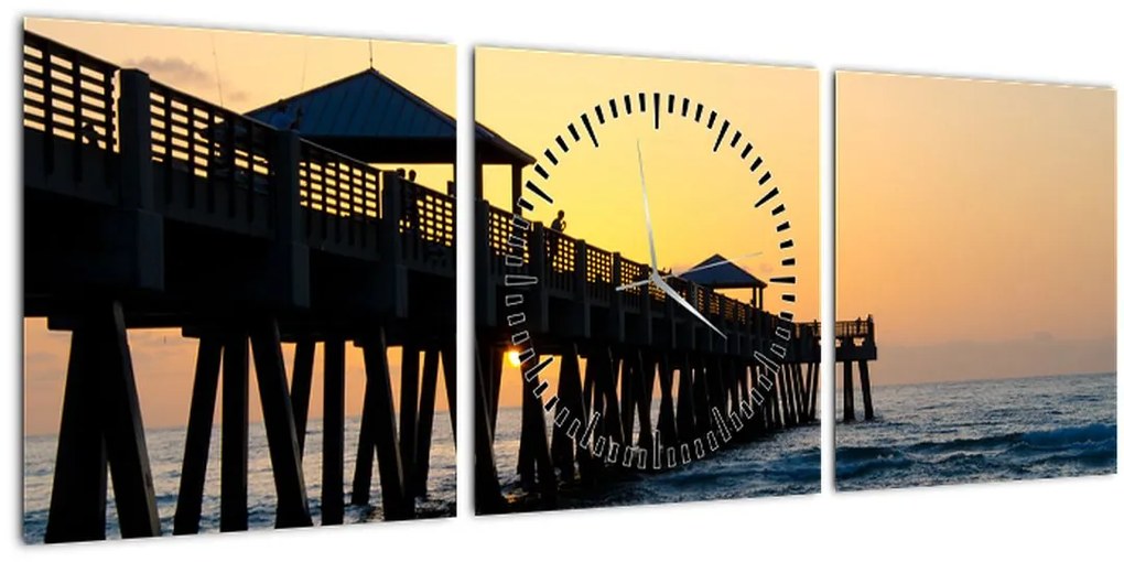 Tablou cu plaja (cu ceas) (90x30 cm)