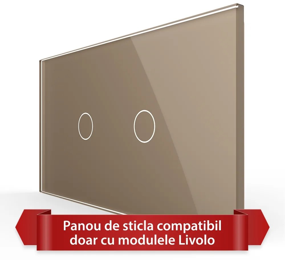 Panou Intrerupator Simplu + Simplu cu Touch LIVOLO din Sticla, Standard Italian – 4M