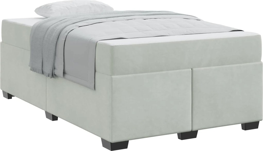 vidaXL Cadru de pat cu saltea Gri deschis 120 x 190 cm țesătură