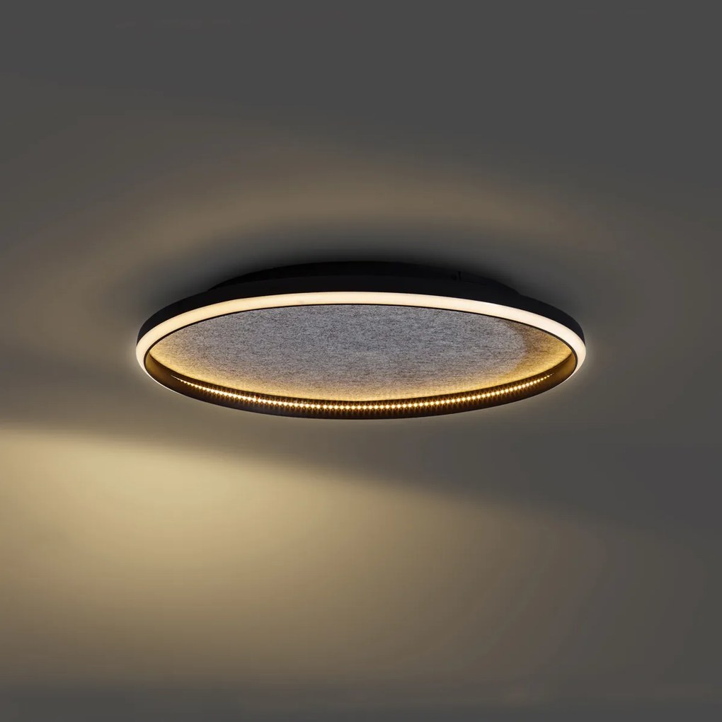 Plafonieră de design neagră cu pâslă cu LED inclus, reglabilă în 3 trepte - Xavi Felt