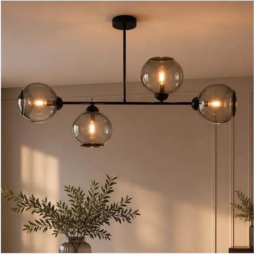 Brilagi - Lustră aplicată DIOR 4xE27/60W/230V negru/gri fumuriu