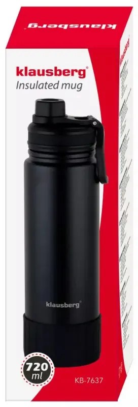 Sticlă termică Klausberg KB 7637, 720 ml, pereți dubli, oțel, negru