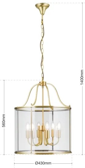 Orion - Candelabru BRUNO cu lanț, 6xE14/40W/230V, diam. 43 cm, auriu