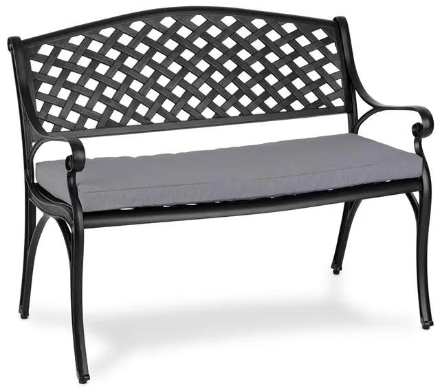 Pozzilli BL, bancă de grădină și perne de scaun, neagră / gri