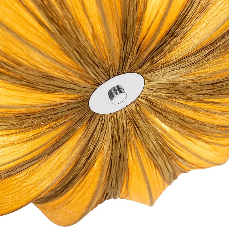 Plafoniera de design aurie din mătase 52 cm cu 3 lumini - Plu