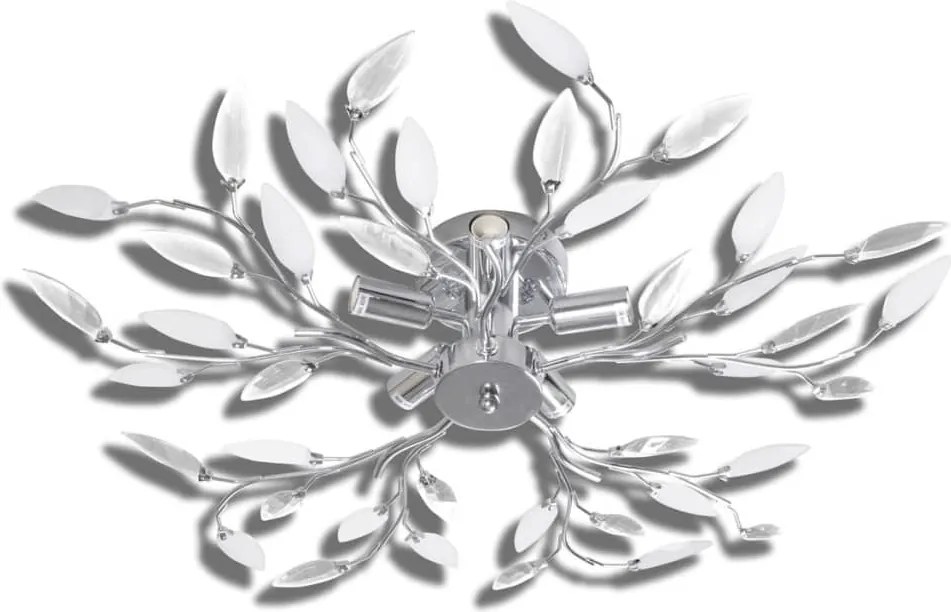 vidaXL Plafoniera transparentă/albă brațe frunze cristal acrilic 5 becuri E14