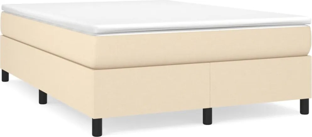 vidaXL Pat box spring cu saltea, crem, 140x200 cm, textil