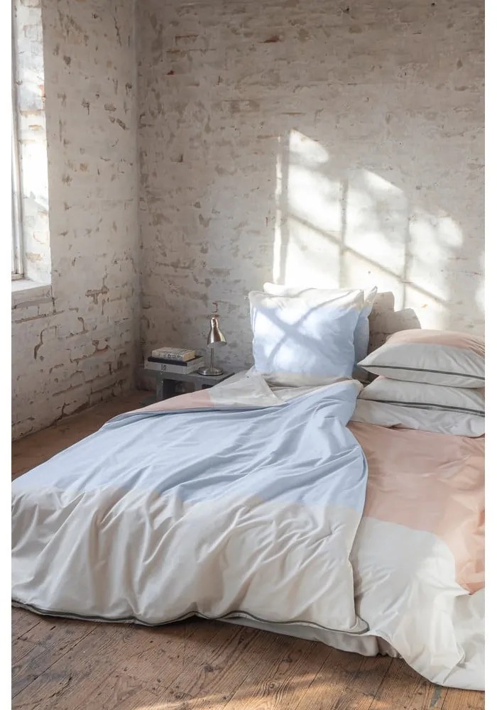 Lenjerie de pat albastru-deschis din bumbac percal pentru pat de o persoană/extinsă 140x220 cm Colore – Mette Ditmer Denmark