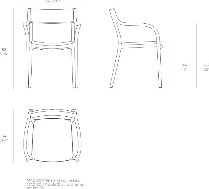 Set de 4 scaune exterior MADISON tapitat