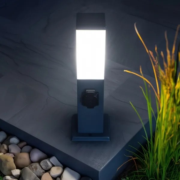 Brilagi - Lampă de exterior NOVA cu 2 prize SCHUKO, 1xE27/15W/230V, 40 cm, IP44, antracit