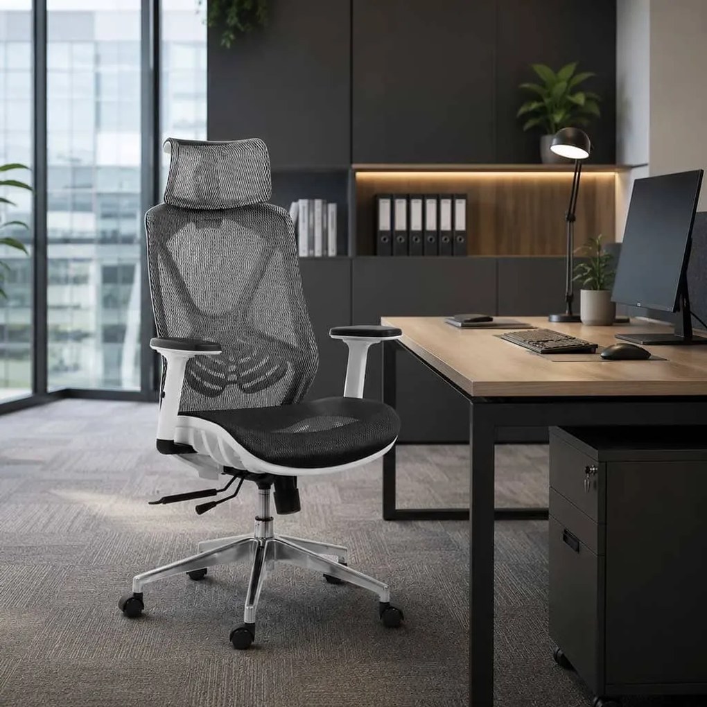 Scaun ergonomic SYYT 9503 negru, tetieră 2D și șezut culisant