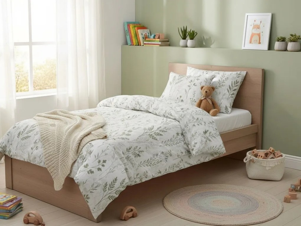 Lenjerie pentru patut din bumbac Renforce LEAFORA albă Dimensiune lenjerie de pat: 45 x 65 cm | 90 x 140 cm