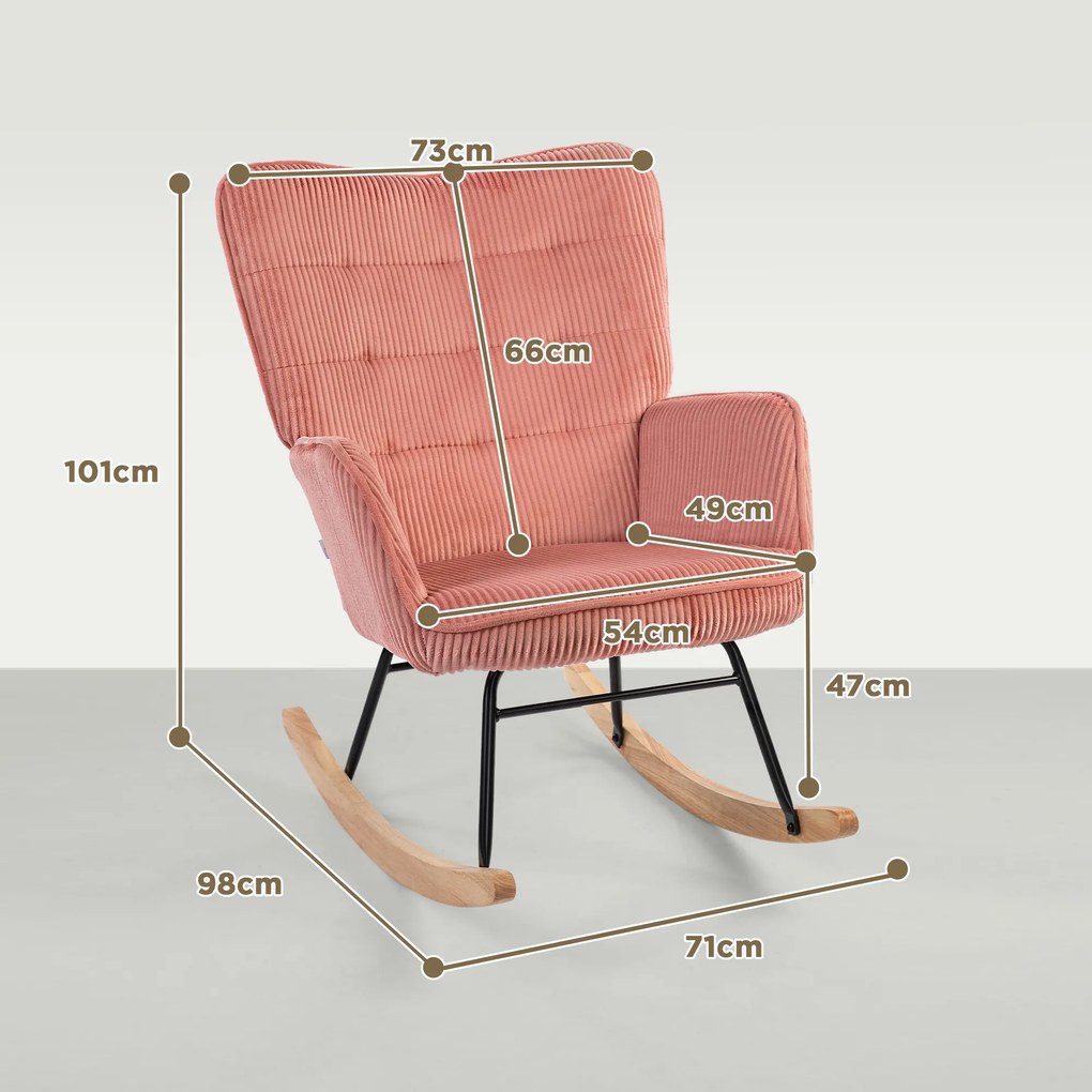 HOMCOM Fotoliu cu leagăn, Fotoliu de relaxare, Scaun cu leagăn, rezistent până la 120 kg, Poliester, 98 x 71 x 101 cm, Roz | Aosom Romania