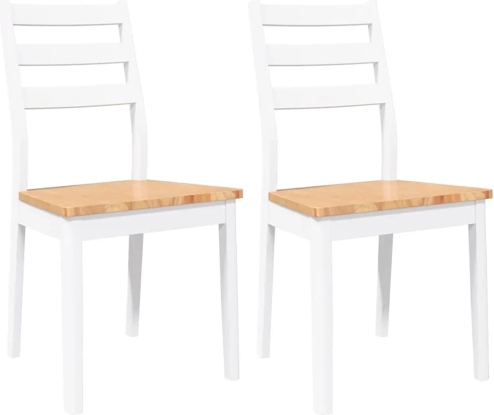 vidaXL Scaune de sufragerie 2 buc Cauciuc din lemn masiv alb