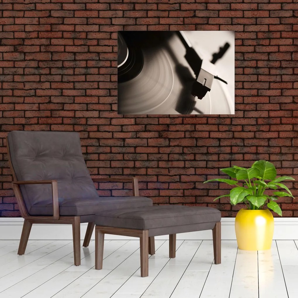 Tablou pe sticlă - Înregistrare gramofonică (70x50 cm)