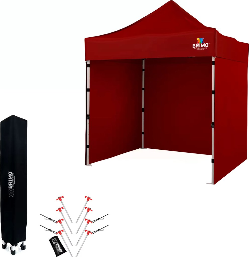 Foișor tip foarfecă 2x2 m Oțel | Dotări profesionale Ridicat în 45 s. - cu 3 pereți - Rosu