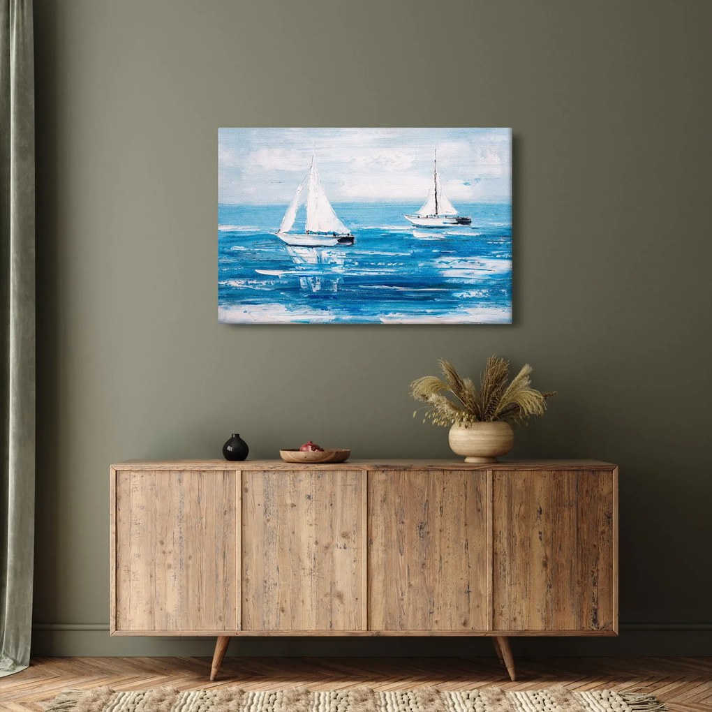 Tablou - Pictură yacht pe mare (90x60 cm)