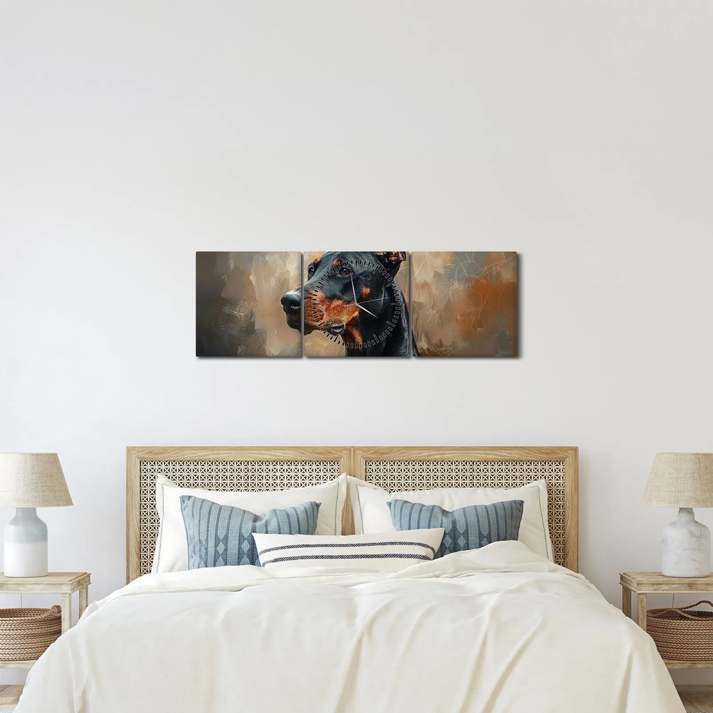 Tablou - Portretul lui Dobrman (cu ceas) (90x30 cm)