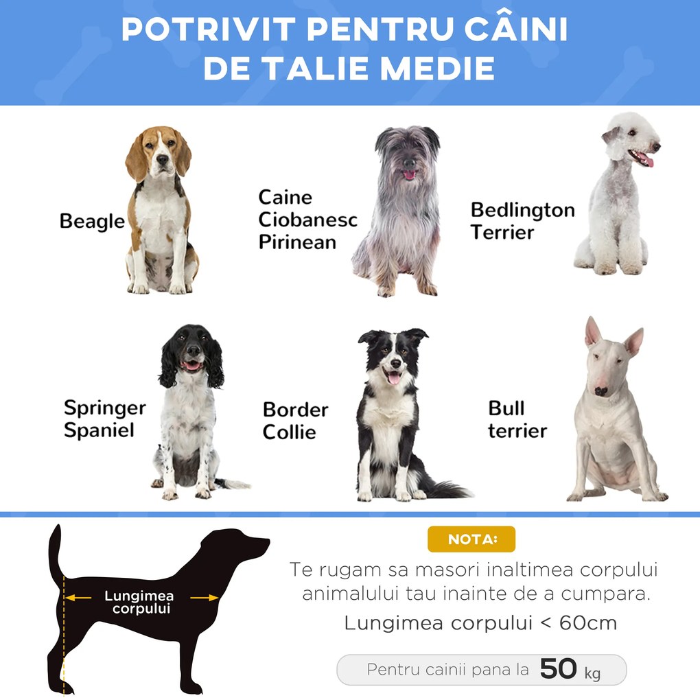 PawHut Pat Ridicat pentru Câini și Pisici cu Cadru Metalic, 76x61x18 cm, Albastru | Aosom Romania