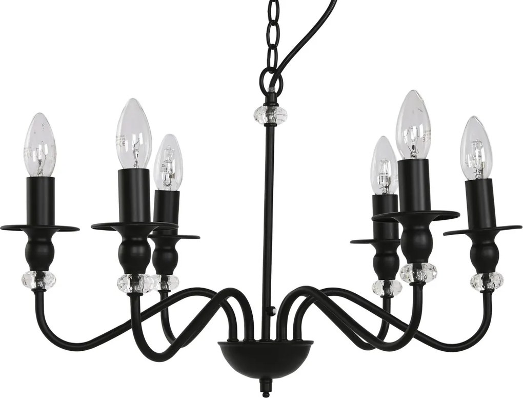 Candelabru din metal, negru, cu 6 brațe, 46 x 54 cm, „Cayeux”
