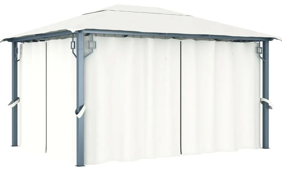 vidaXL Pavilion cu perdele, crem, 400 x 300 cm, aluminiu