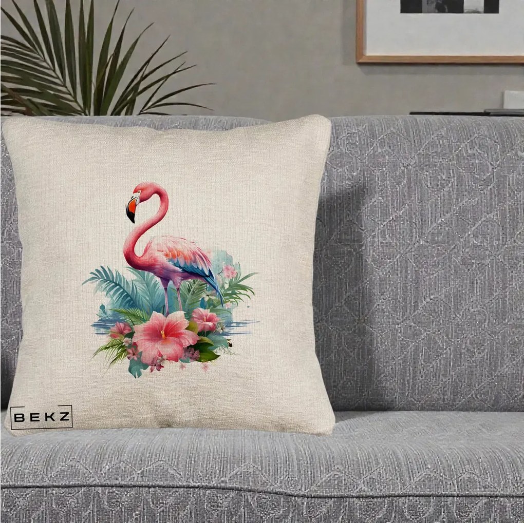 Perna Decorativa Raton in Halat Roz, 40x40 cm, Bej Canapea, Husa Detasabila, Perna Inclusa, BEKZ®