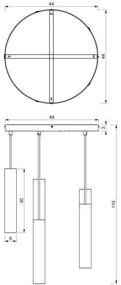 Lustră pe cablu RAITO 6xGU10/8W/230V alamă