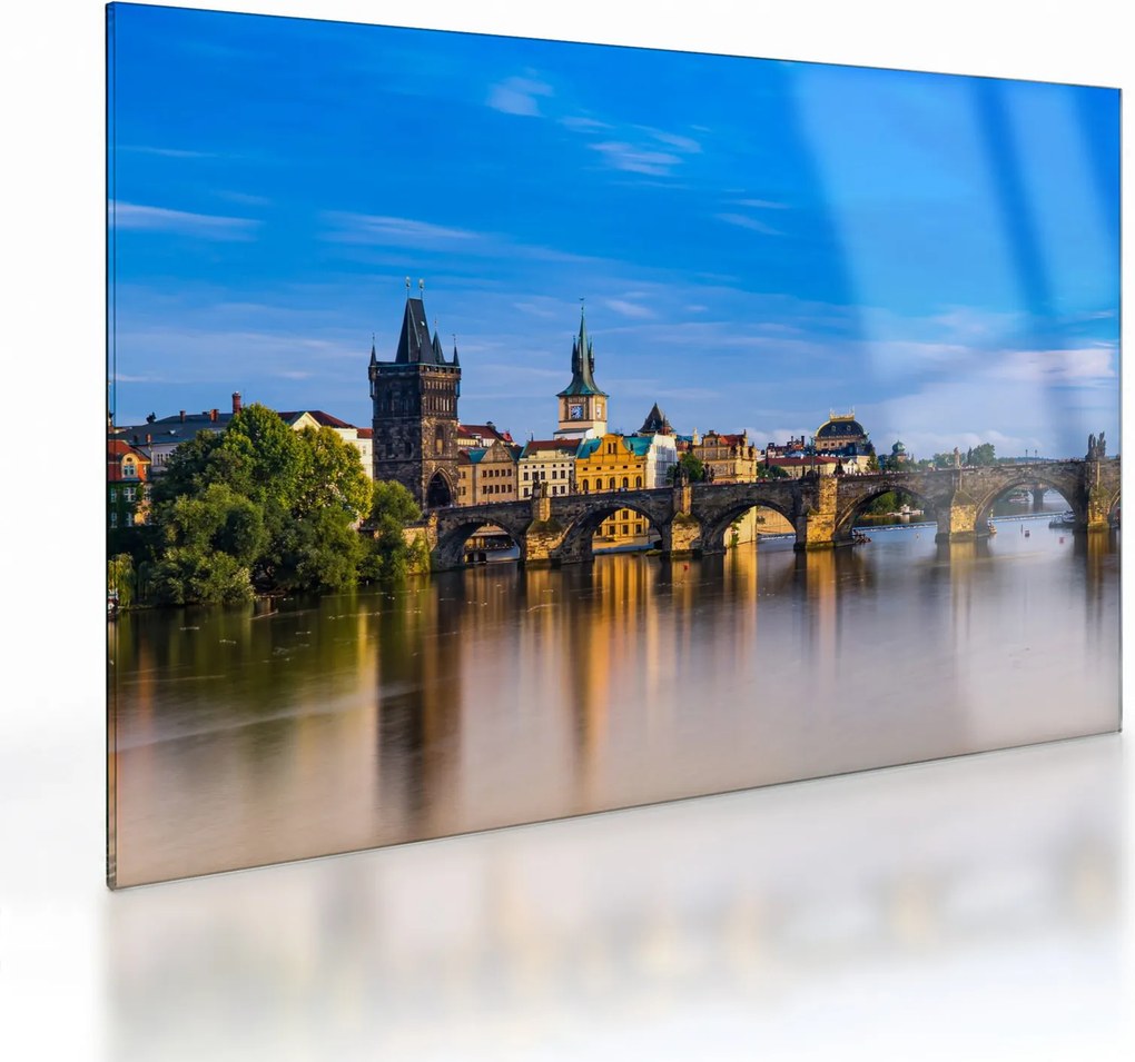 Tablou pe sticlă cu podul Carol (70x50 cm)