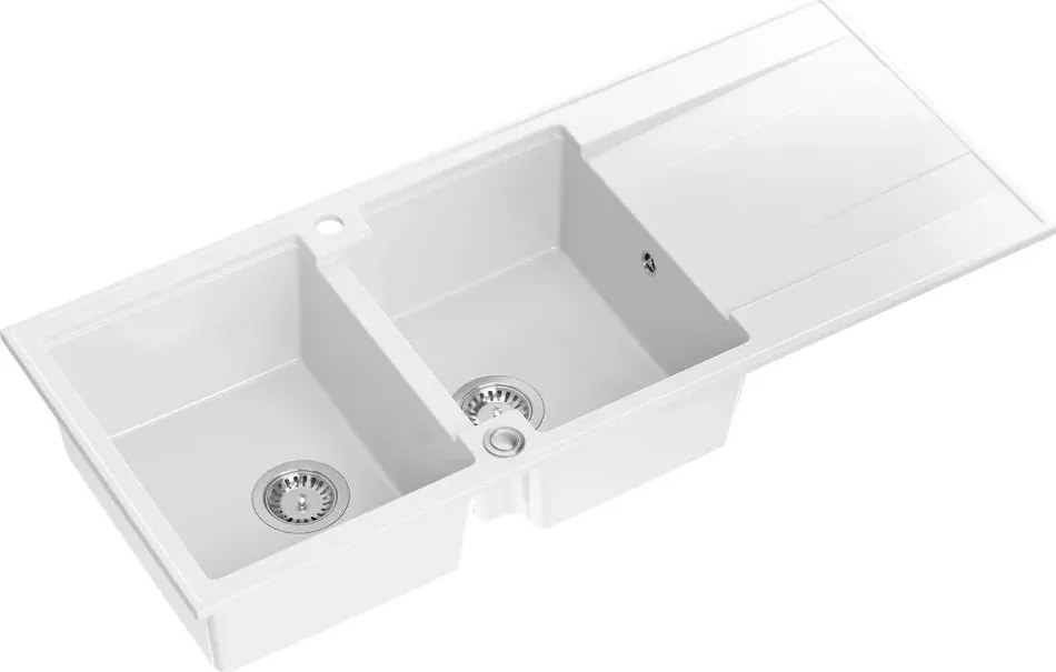 Chiuveta compozit incastrata Quadron Evan 121 alb - inox 116x50 cm