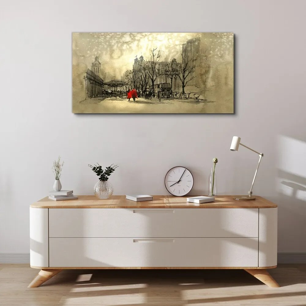 Tablou canvas cuplu de abstracție de oraș