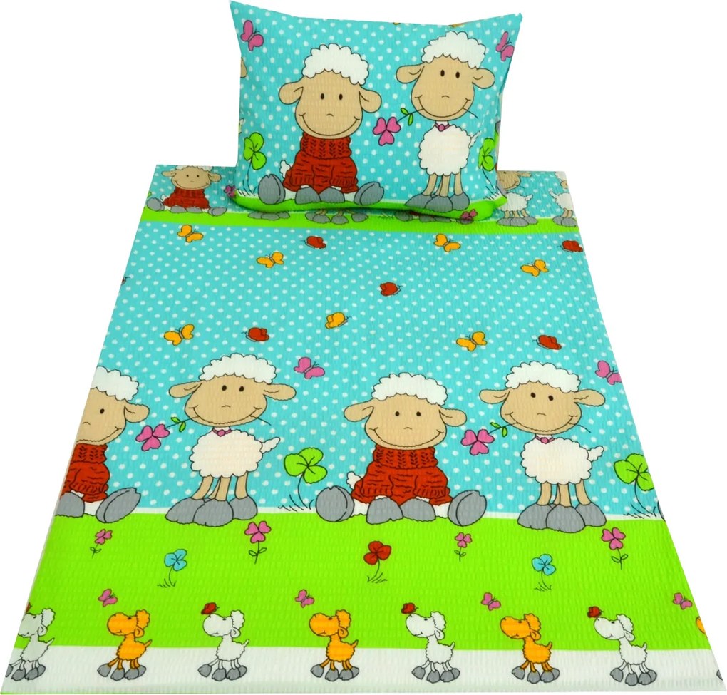 Lenjerie de pat din crep pentru patut OVECKY albastru Dimensiune lenjerie de pat: 45 x 65 cm | 90 x 135 cm